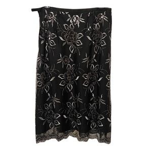 90s Grace Elements Sparkly Embroidered Midi Skirt